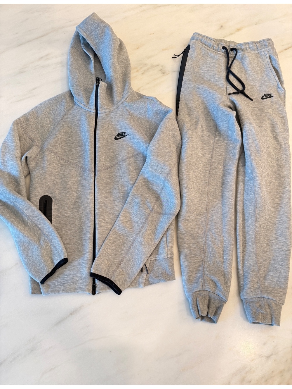 Nike Sportswear Tech Windrunner half zip and joggers grey with black GUC